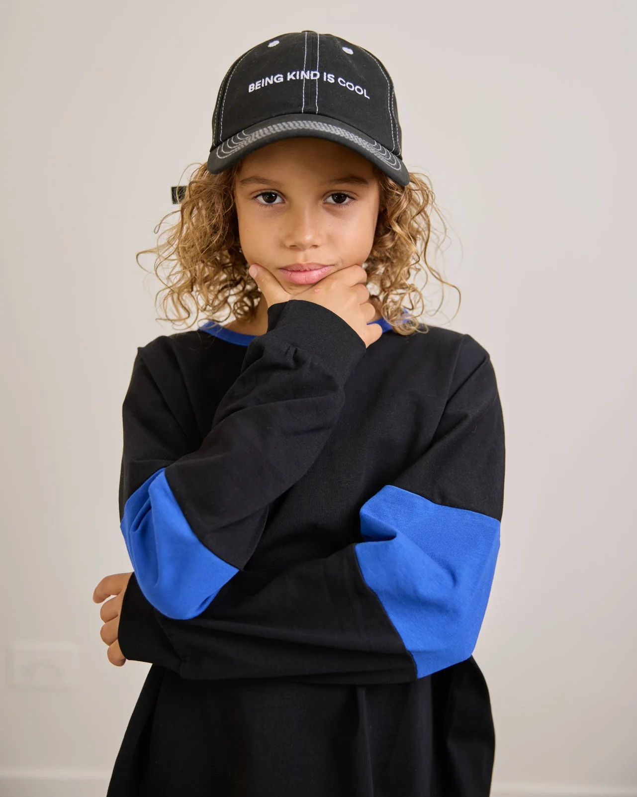 Two Tone Long Sleeve Tee - Black & Blue - Image 3