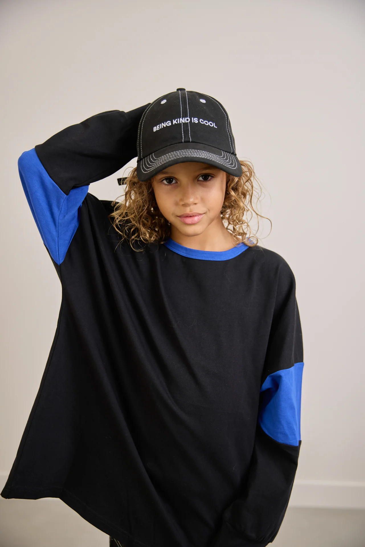 Two Tone Long Sleeve Tee - Black & Blue - Image 4