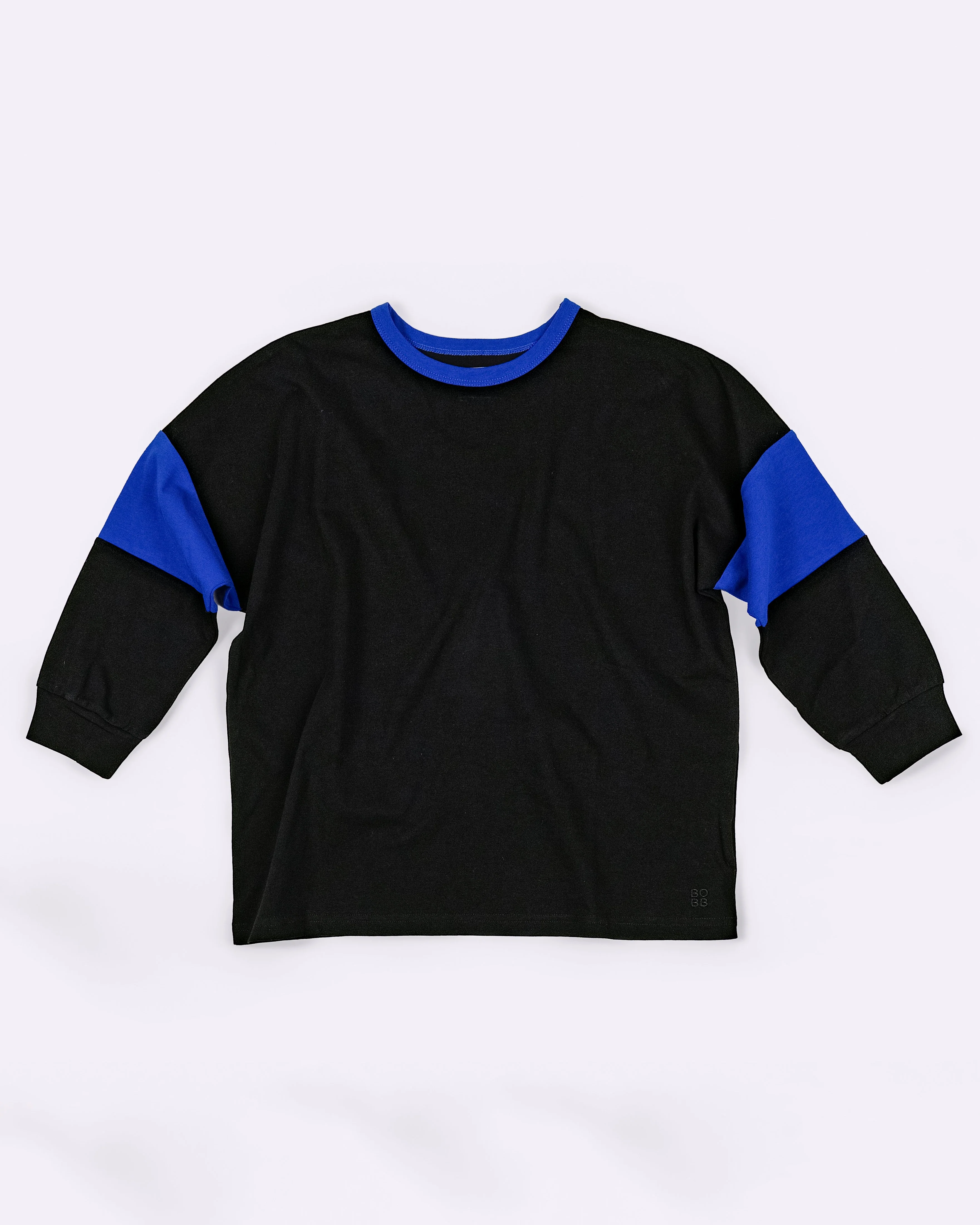 Two Tone Long Sleeve Tee - Black & Blue - Image 6