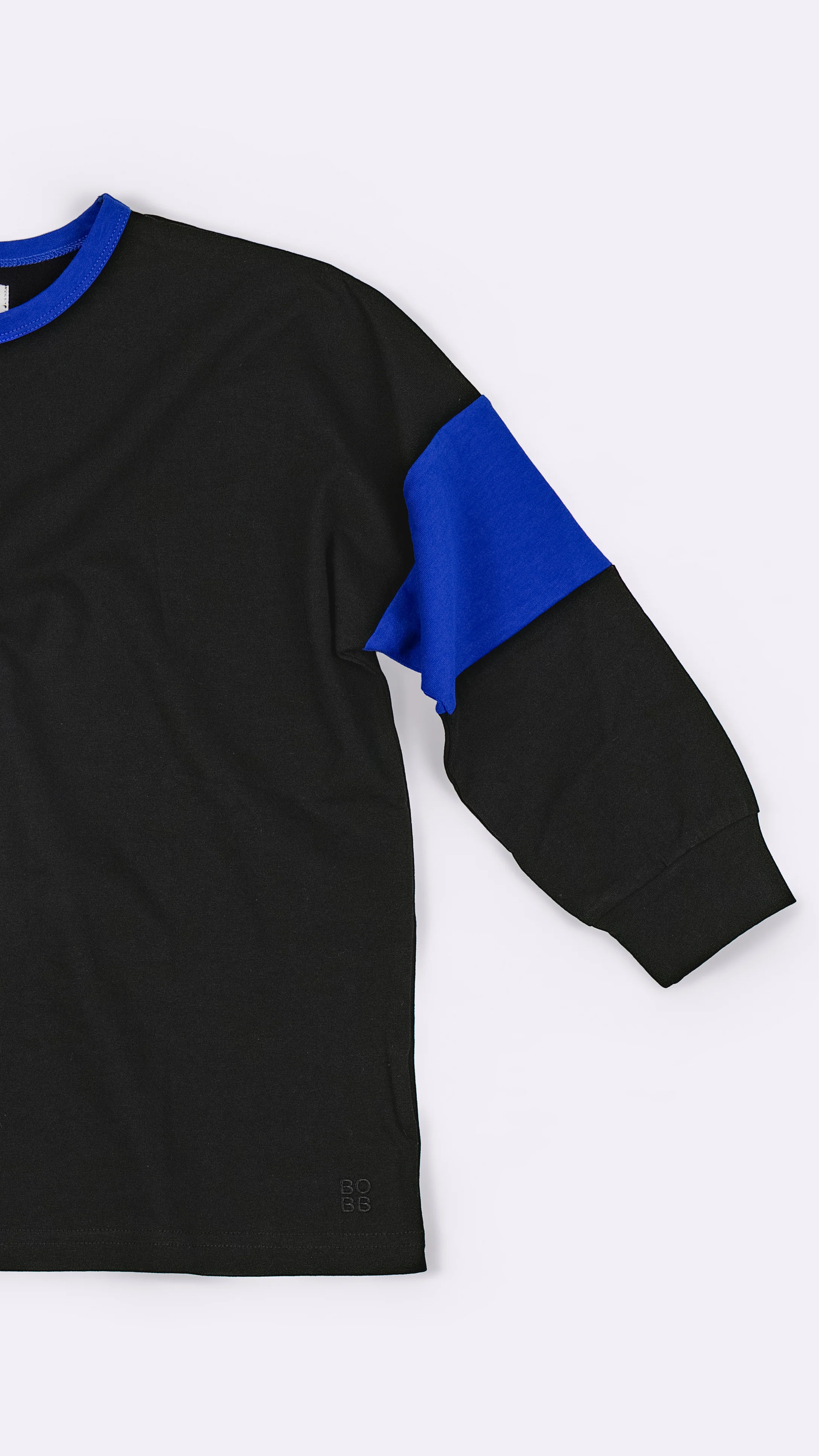 Two Tone Long Sleeve Tee - Black & Blue - Image 7