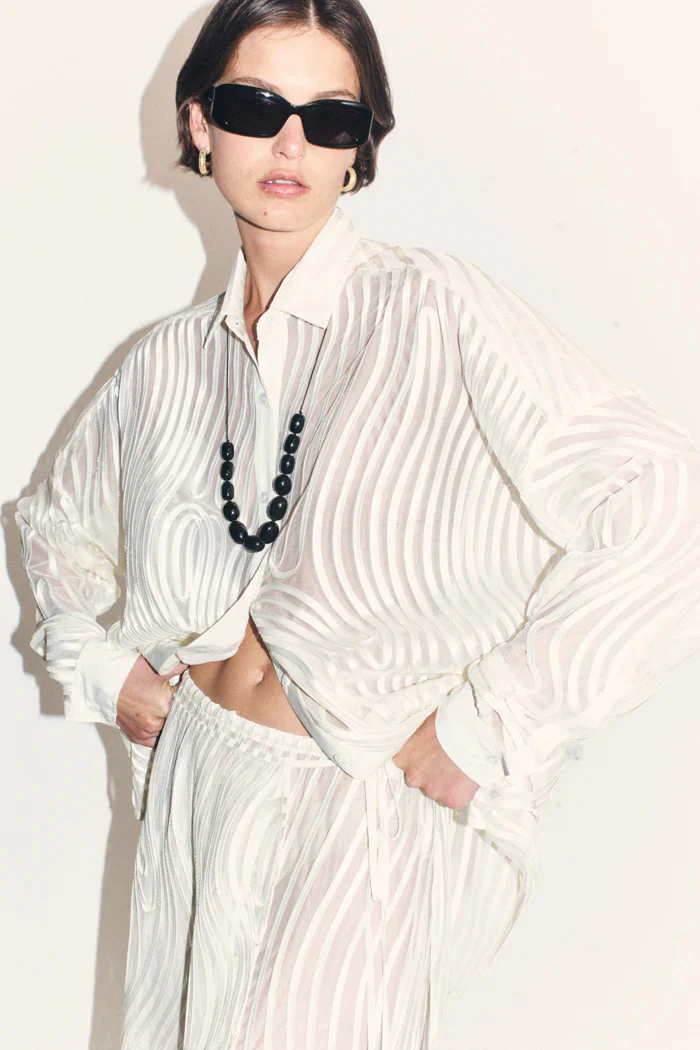 Mecah Sheer Shirt - Cream - Image 2