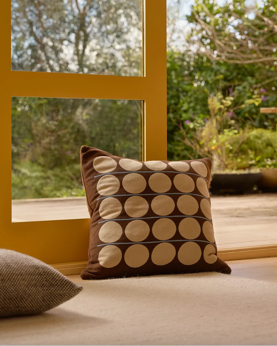 Abacus Cushion Cover - Chocolate & Wheat - Image 5