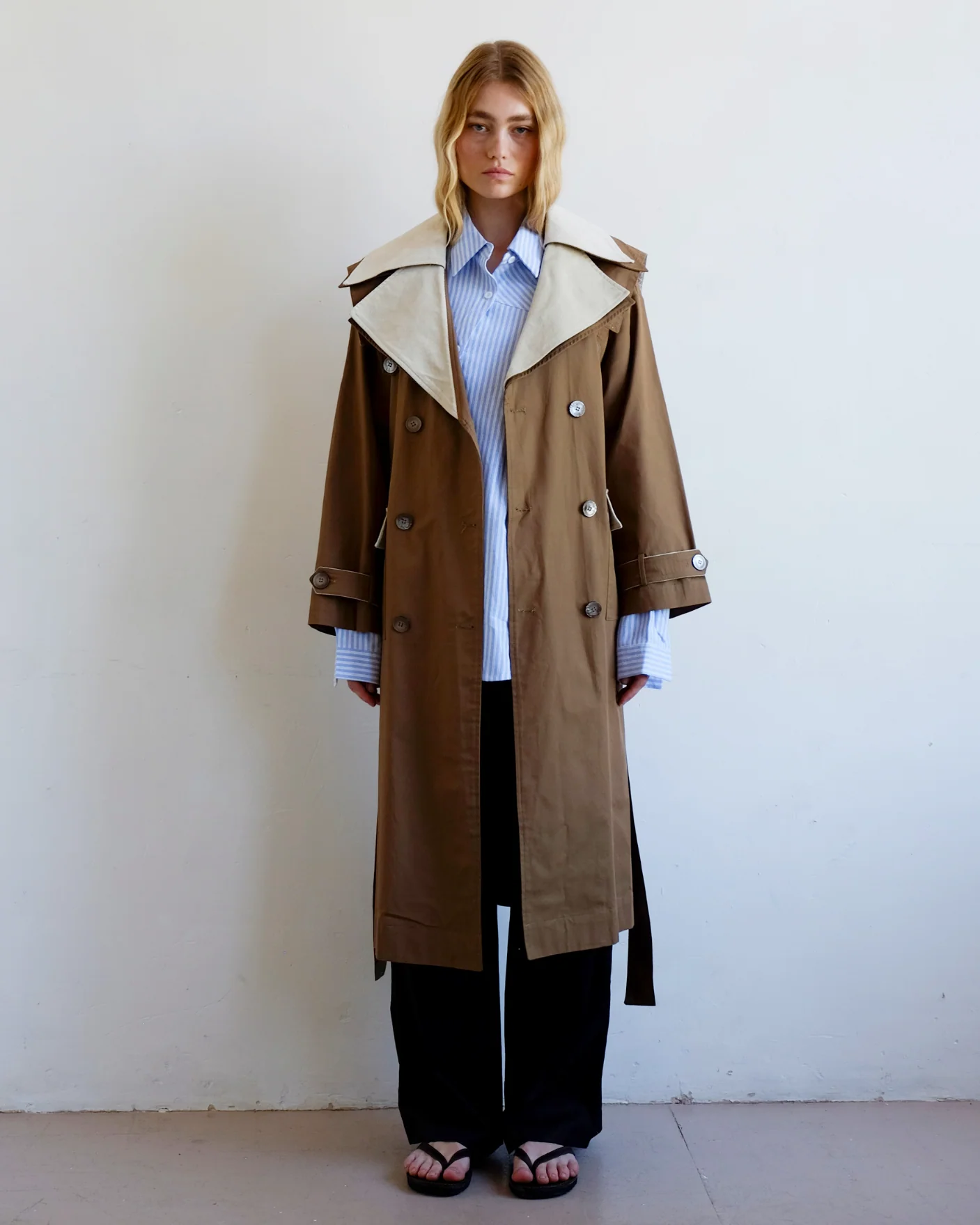 Double Layer Trench - Cream & Tan