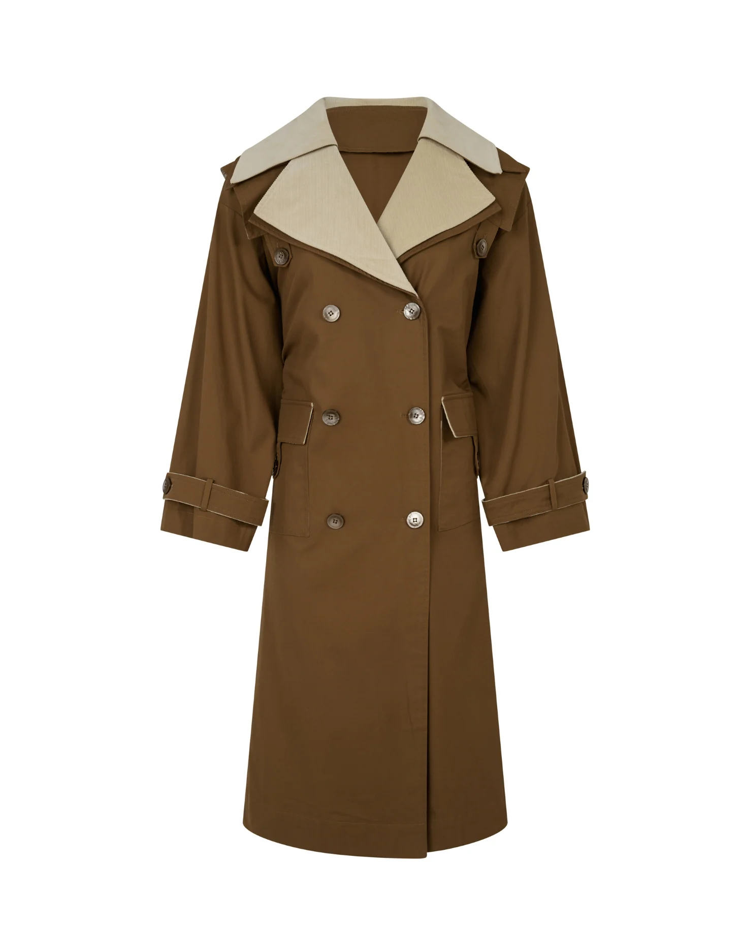 Double Layer Trench - Cream & Tan - Image 11