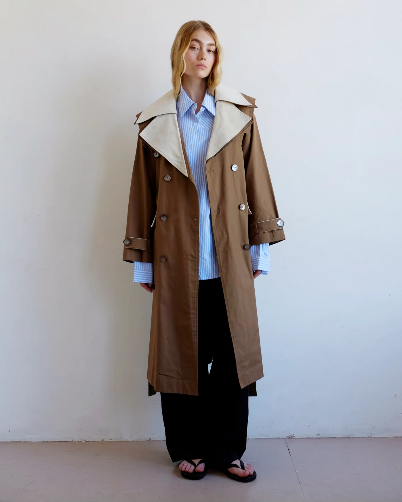 Double Layer Trench - Cream & Tan - Image 7