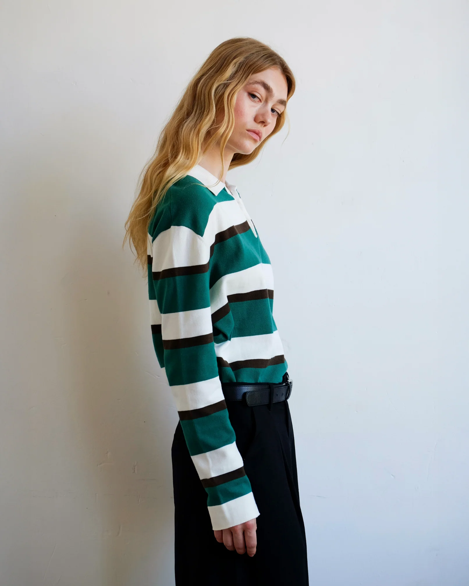 Prep Stripe Polo - Dark Green - Image 4
