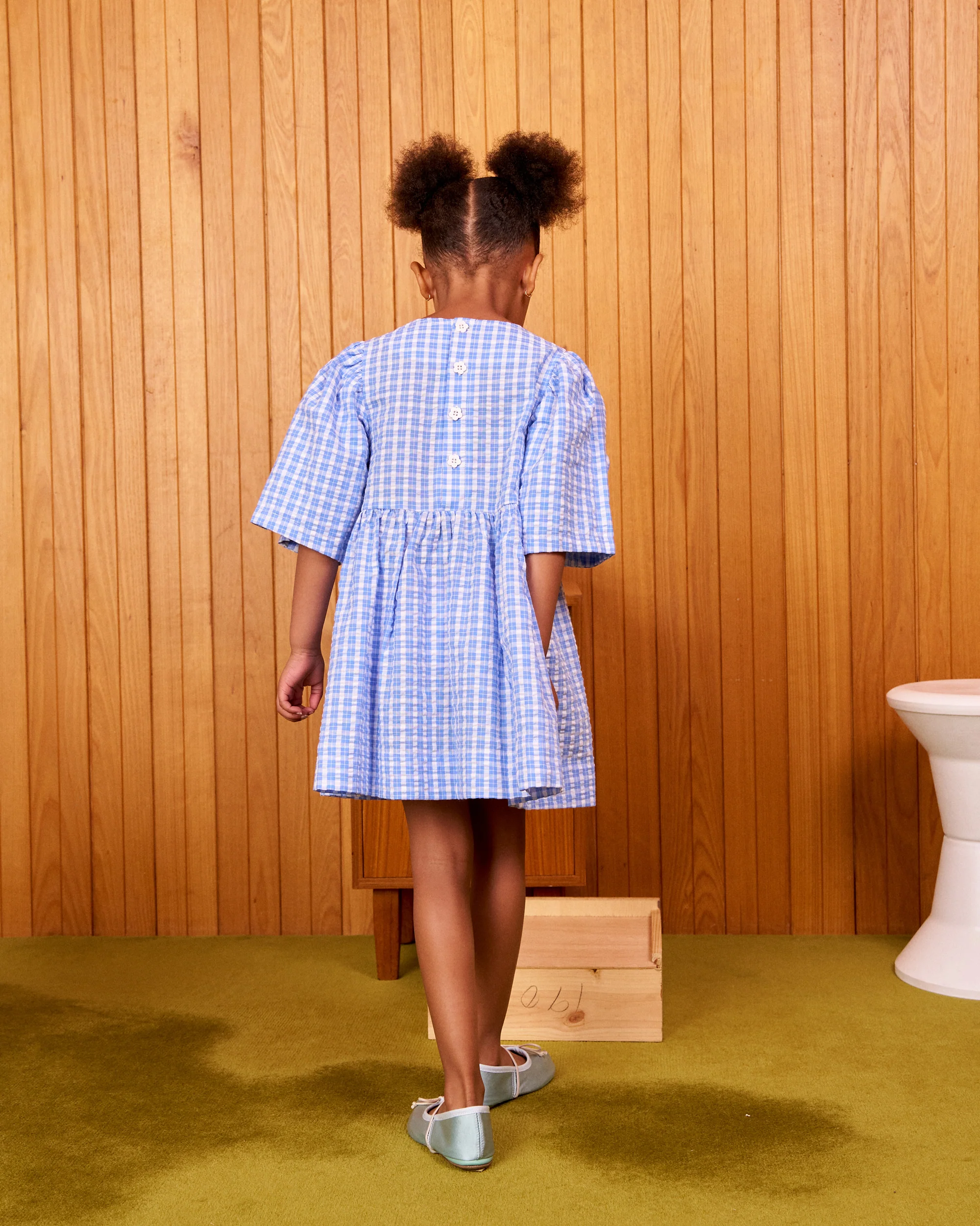 Customisable Poppy Dress - Blue Check - Image 4