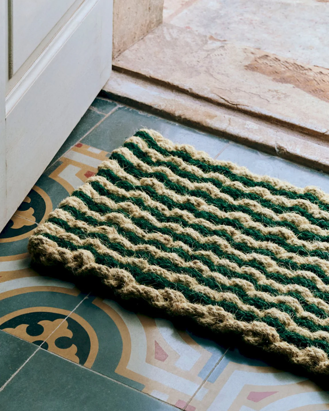 Coco Wave Stripe Door Mat - Green - Image 2