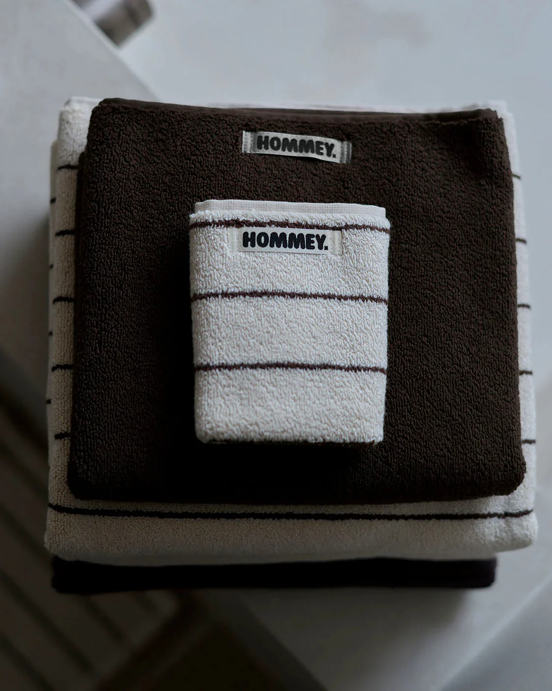 Cream Pinstripe Towels - Image 3