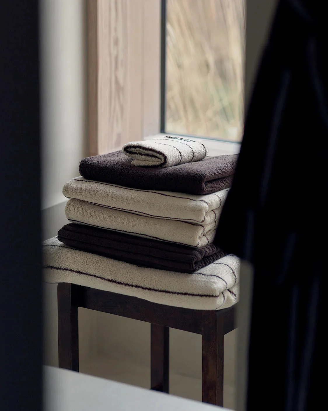 Cream Pinstripe Towels - Image 4
