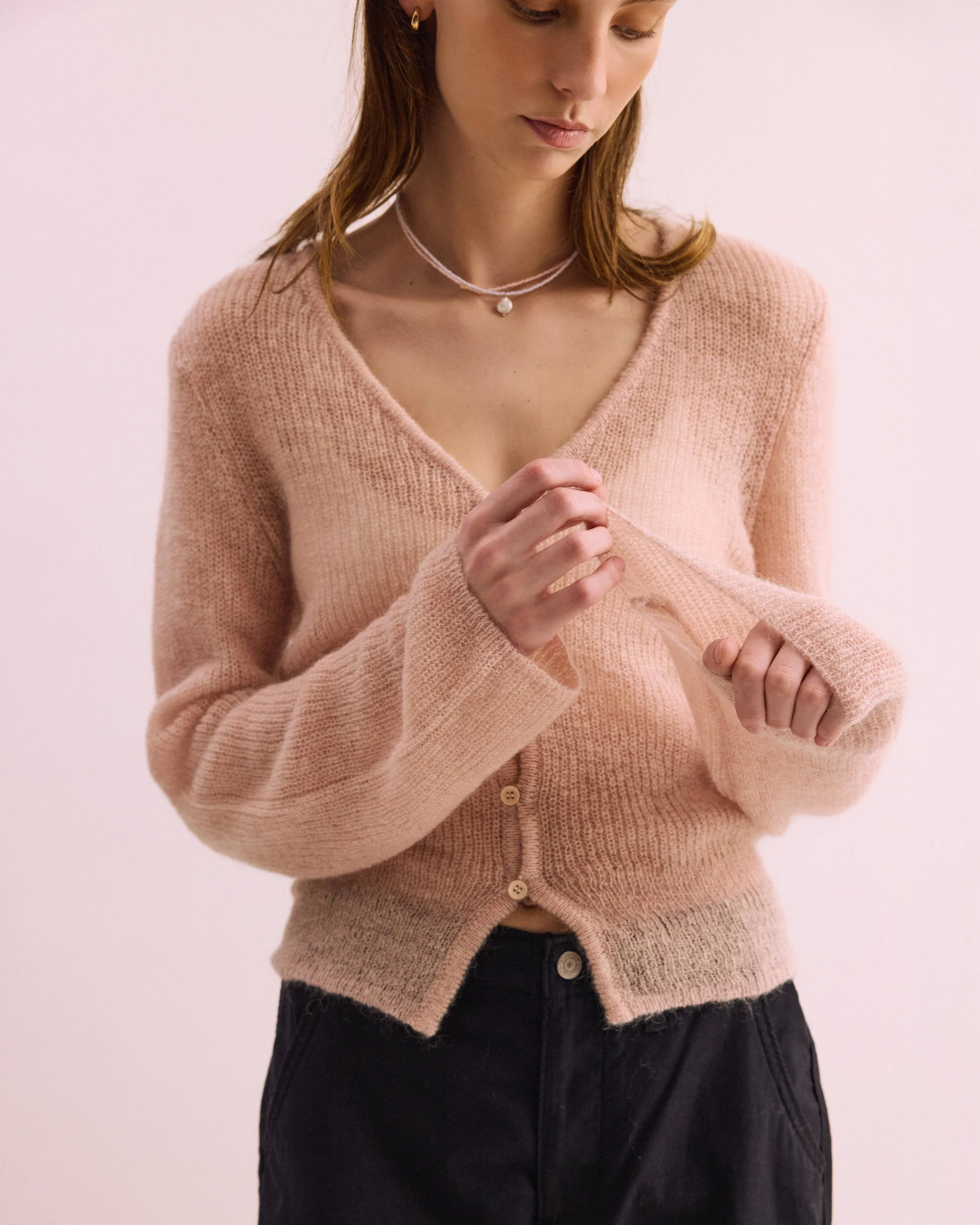 Lotus Mohair Cardi - Pink - Image 2