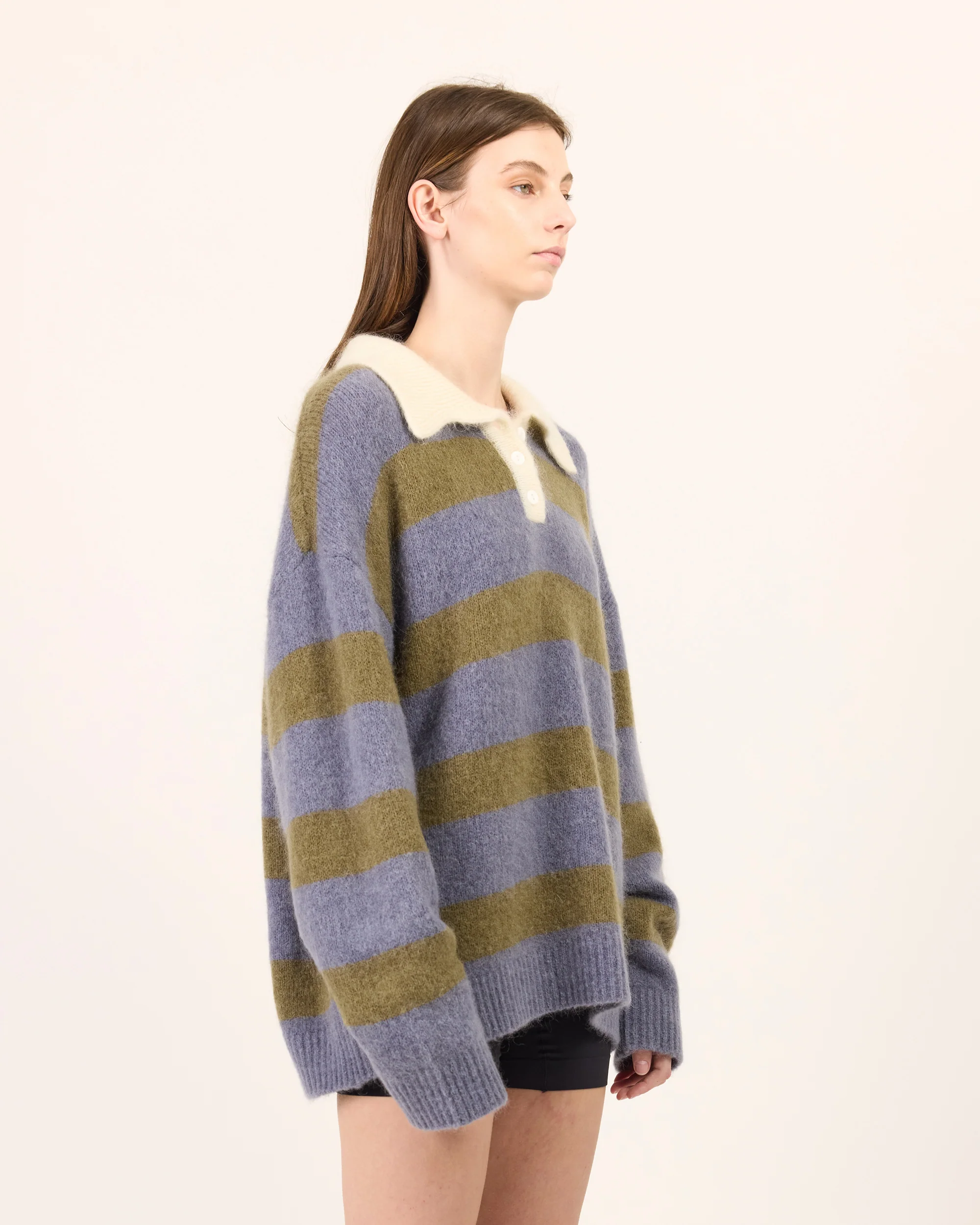 Stripe Mohair Knit Polo - Image 5