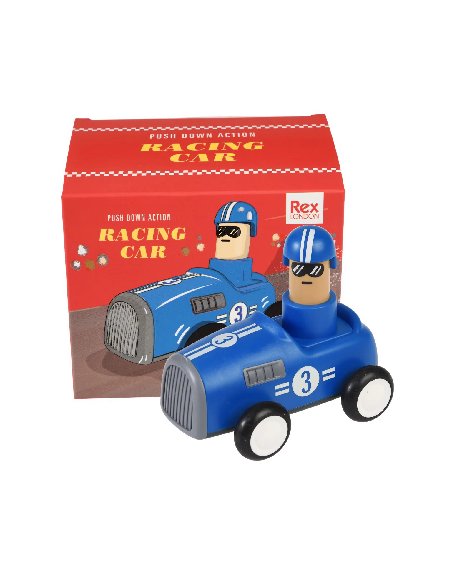 Push Down Race Car - Blue - Image 2
