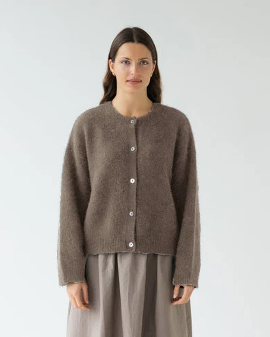 Alpaca Blend Cardigan - Walnut