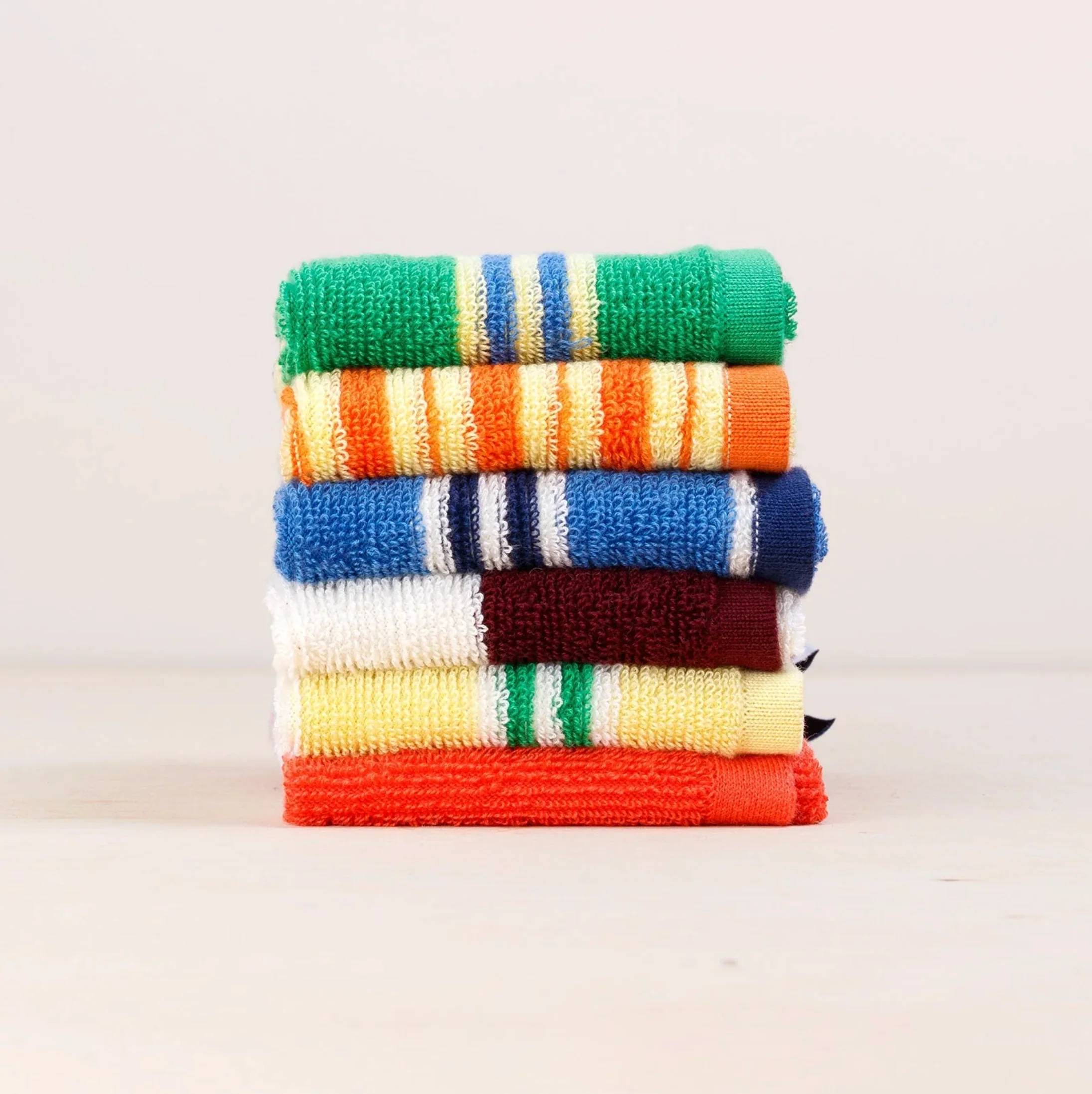 Stripe Face Cloth - Green / Orange - Image 3