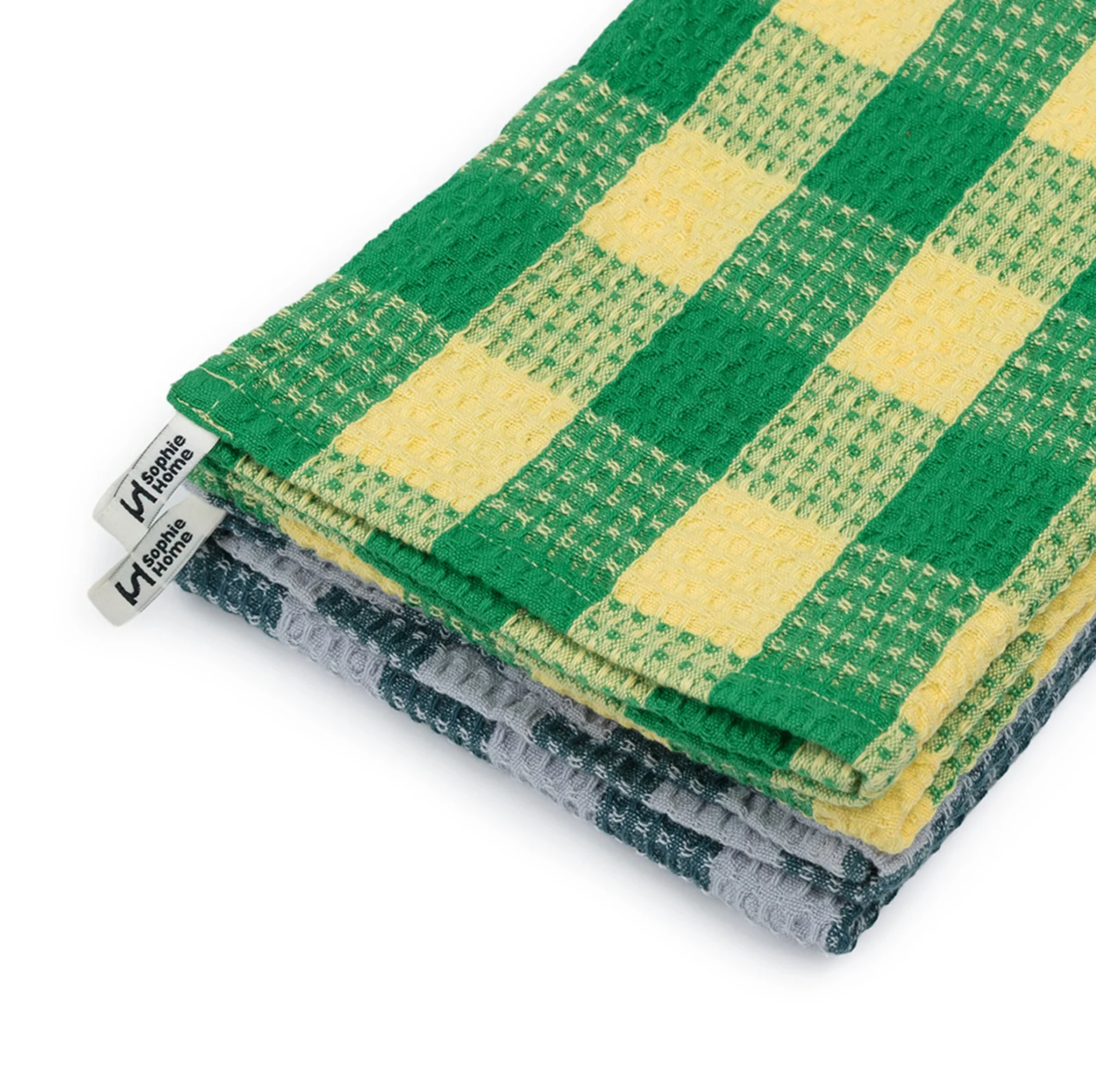 Tea Towel Set - Green Check - Image 2